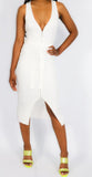 Ivory White Knit Dress with front zip closure and removable belt